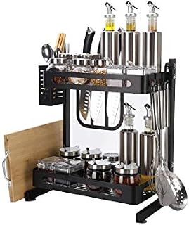 Atmama Spice Rack Organizer，2-Tier Bathroom Countertop Organizer， Stainless Steel Kitchen Rack Organizer Counter