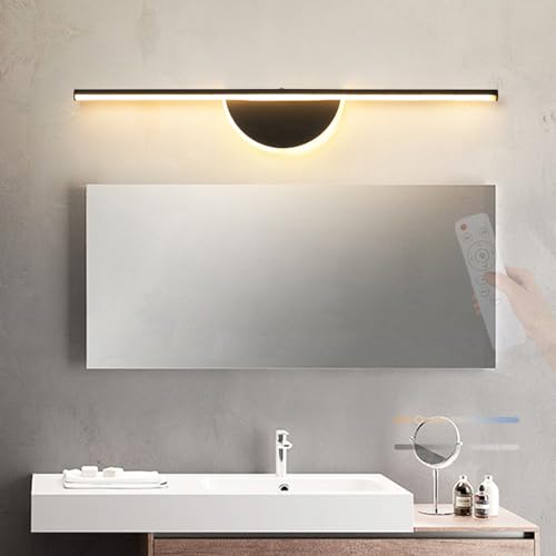 Apliques de pared LED regulables de 80cm en color negro con mando a distancia para el baño