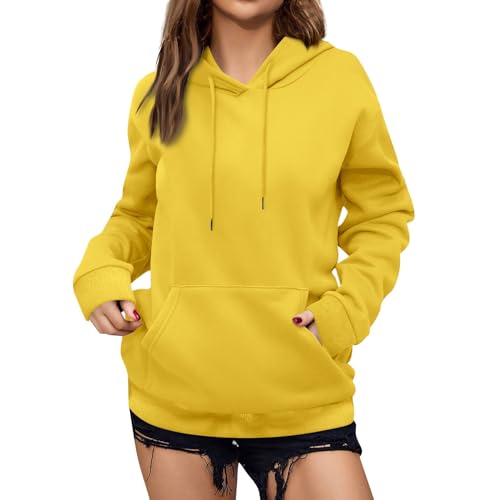 CUCUHAM Preppy Clothes Womens Pullover Sweatshirts Cute Oversized Y2K Hoodies Fleece Long Sleeve Sweaters Loose Fit Tops Fashion Fall Clothing 2025 Winter Outfits Teen Girls(X-Large,Dd-Yellow)