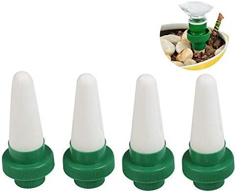 Giveme5 Vacation Plant Waterer, Set of 4 Ceramic Self Watering Cone Spikes, Automatic Flower and Drip Irrigation Watering Stakes System for Indoor or Outdoor Use (4 Pack)