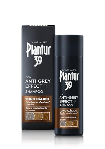 Plantur 39 Anti-Grey effect 5,6-DHI & Caffeine Shampoo Tono Cálido 1 x 200ml | Cabello gradualmente más oscuro y fuerte | Disimula las canas de forma controlada