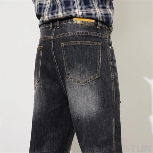 Men's Hip Hop Harem Stretch Slim Taper Ripped Patchwork Distressed Dark Streetwear Jeans3