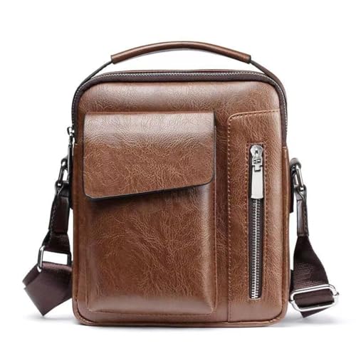 Crossbody Leather Messenger Bag Vintage Casual Business Shoulder S Zipper Handbag Briefcase Tote