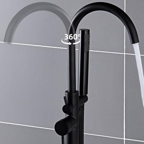 Robinet de baignoire îlot sur pied laiton brossé mitigeur avec douchette sol