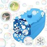 Sizonjoy Bubble Machine Automatic Bubble Blower, 10000+ Bubbles Per Minute with 2 Speeds, 8 Wands Bubble Maker, Plug-in or Batteries Bubbles Summer Toys for Outdoor Indoor Party Birthday (Blue)