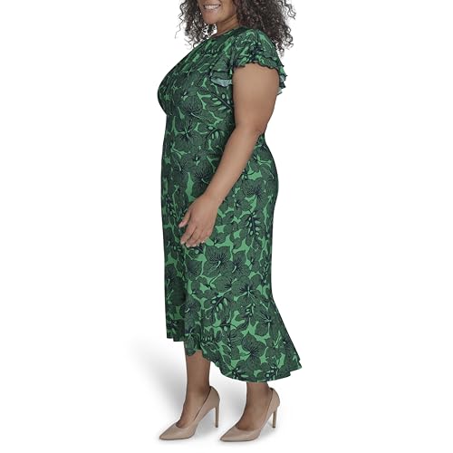 Image of Tommy Hilfiger Women's Flutter Sleeves Jersey Midi Dress