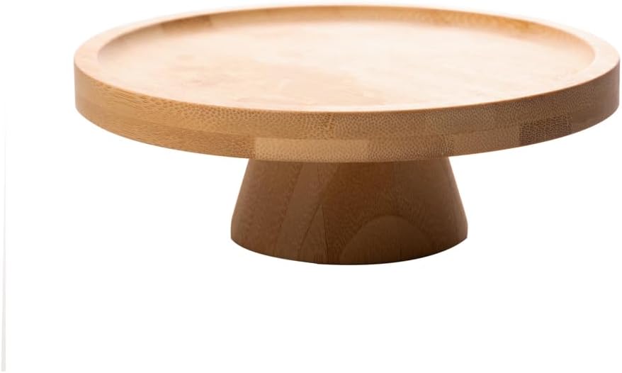 LYOR - Prato para Bolo de Bambu com Pé 18cm x 6cm