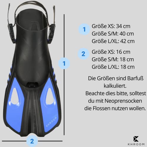 Foto von Khroom kurze Flossen Erwachsene / Kinder Gr.32-47 | verstellbare Schnorchelflossen kurz | Schwimmflossen Kurzflossen zum Schnorcheln | Taucherflossen einstellbar zum Schwimmen / Tauchen Hellblau 42-47