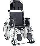 FENGJISUN Sillas De Ruedas Adulto Silla De Ruedas Manual Plegable Ligera con Brazos Abatibles, Carrito para Sentarse Y Reclinar para Personas Mayores Silla Ruedas para Exterior