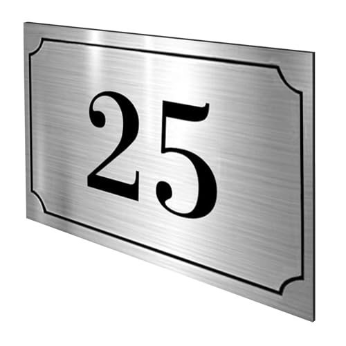 DECOHO - Numéro de boîte aux Lettres personnalisé Gravure Laser - Plaque PVC résistante Argent et Noir - Dimensions 12x8 cm adhésif 3M in - Argent