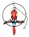 Patio Home & Garden Hanging Scarlet Macaw Parrot Perching on Branch In Metal Round Ring Sculpture For Nature Lovers Tropical Bird Collectors by Gifts & Decor