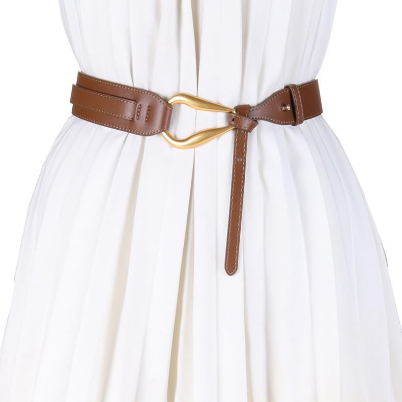 Waistband Women's Decorative Coat Suit Wide Waist Belt With Dress Waist Slanted Cowhide Belt For Women(D)2