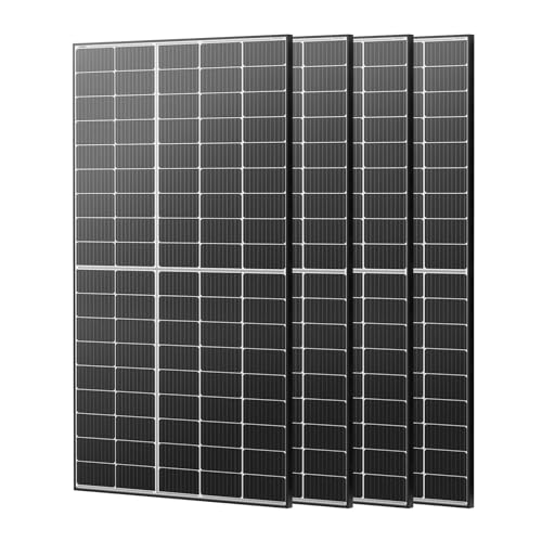Image of Renogy Bifacial Solar Panels 4pcs 320 Watts 12V/24V Solar Panel Monocrystalline On/Off Grid Rigid Over 400 Watt Solar Panel 30% Higher Efficiency Durable for Homes Roof RV Boat Camping Black