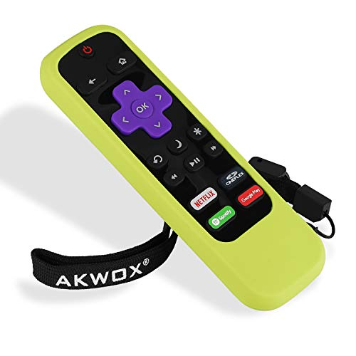 [Nightglow Green] Case for Roku Express Remote, Akwox Light Weight [Anti Slip] Shock Proof Silicone Cover for Roku Express/Roku Premiere RC68/RC69/RC108/RC112 Standard IR Remote [Lanyard Included] - Thumbnail 6