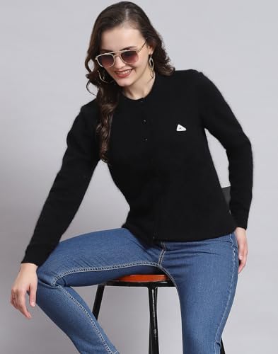 Image of Monte Carlo Women Regular Fit Full Sleeve Solid Round Neck Winter Cardigan (Pack of 1)