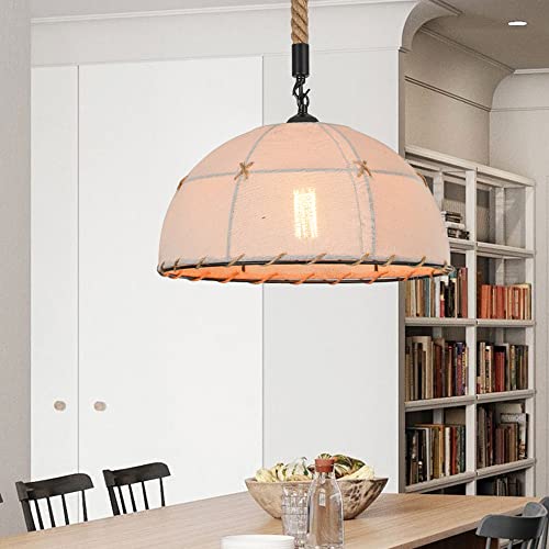 Lampe suspendue corde de chanvre E27 lustre réglable en fer