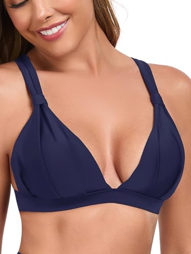 RELLECIGA Women’s Triangle Bikini Top Crisscross Back Swimsuit Padded Push Up Bathing Suit Top3