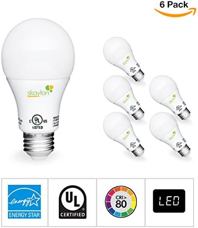 Skaylon Lighting LED A19 Light Bulb- Energy Star 60W Equivalent CRI80+ LED Bulb- Soft White 750 Lumens, UL-Listed 3000K Energy Efficient LED House Bulb For Bedroom, Bathroom, Kitchen (6 Pack, 3000K)