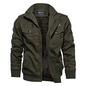 Heren Fleece Gevoerd Jack Winter Casual Vrachtjas Militaire Jas Katoen Bomberjack Jassen Warme Dikke Windjack met Meerdere Zakken