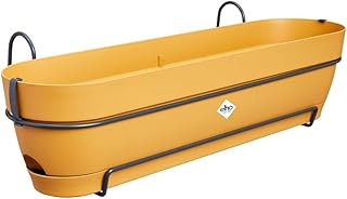 elho Vibia Campana Balkonkasten Allin1 70 mit Wasserreservoir - Übertopf für Balkon - 100% recyceltes Plastik - Ø 70.4 x H 17.7 cm - Gelb/Honig Gelb