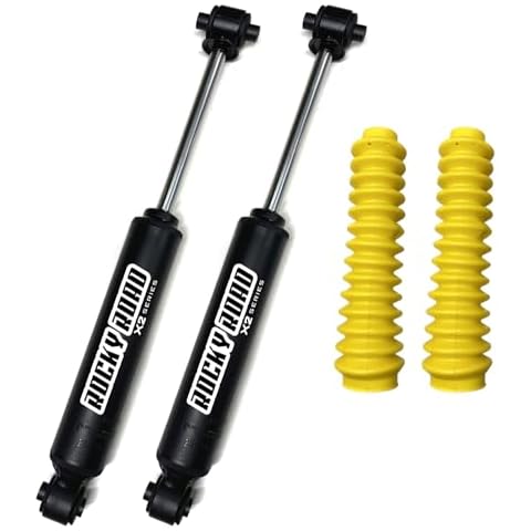 Rocky Road X2 Front Shocks (2) for 1988-1998 Chevy GMC K1500 K2500 K3500 Pickup Suburban Tahoe Yukon Astro Safari 4x4 4WD 0-2" Lift (w/YELLOW Shock Boots) Cover