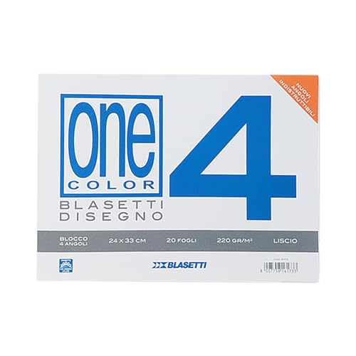Blasetti Album da disegno - Blocco in CARTA LISCIA, BL4 Formato 24×33 cm, 20 fogli lisci senza margine, carta da 220 gr/mq con angoli indistruttibili