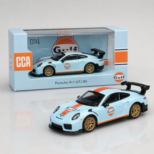 Image of Wizplex CCA Porsche 911 GT2 RS Gulf 1:64 Officially Licensed Premium Die Cast Metal Car in Acrylic Display Case - Openable Doors, Collectible Sports Coupe Showpiece for Collectors & Kids 3+