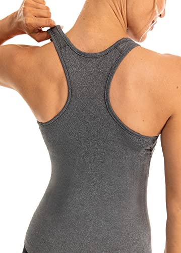 Ukaste Women's Compression Performance Tank Top Quick Dry Racerback Workout Running Tops, Pack Of 3 (Black/White/Heather Gray, 2) #TOP5