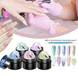 JINGLING Foremki 3D do paznokci, 5 kolorów, solidne wzory, do rzeźbienia, zestaw do manicure, bez konieczności naklejania, z pisakiem do rzeźbienia, usuwanie UV/LED do użytku w salonie domowym