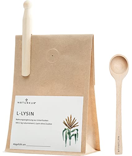 Naturkur® L-Lysin 1 kg rein pflanzlich in Handarbeit abgefüllt am Versandtag, vegan, ohne Zusatzstoffe, aus Unterfranken