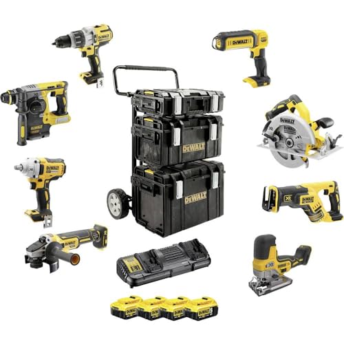 Dewalt DCK856P4-QW Akku Combopack, 18 V / 5 Ah (8-tlg.), Schwarz/Gelb
