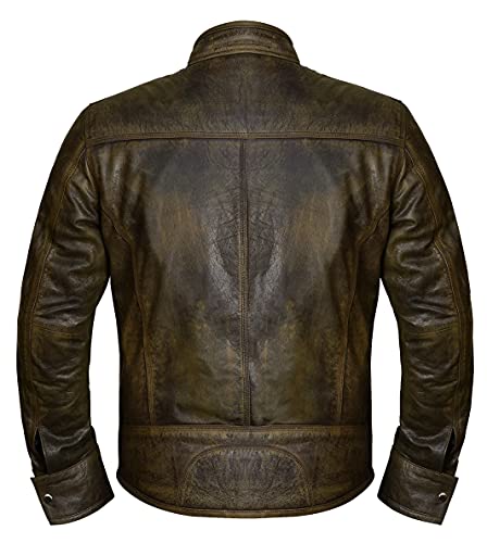 Image of Men Premium Distressed Brown Padded Armored Cowhide Leather Coat | Vintage Cafe Racer Protective Moto Jacket