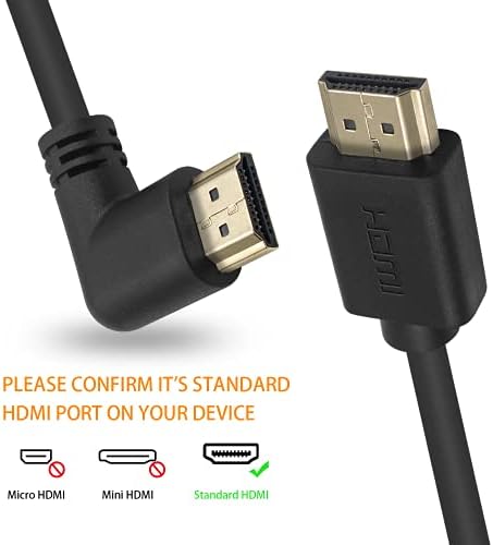 Maxhood HDMI 2.0 Male to Male Cable 90 Degree, 2 Feet / 60cm Gold Plated High Speed HDMI Male to Male Left Angle Cable 60Hz, 4K x 2K (M/M Left)