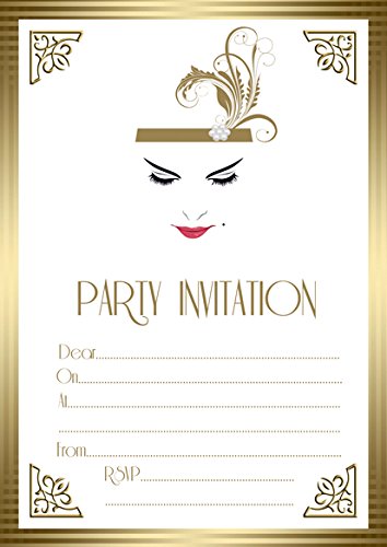 Lot de 10 cartes d'invitation vintage Art déco Gatsby le Magnifique Cover