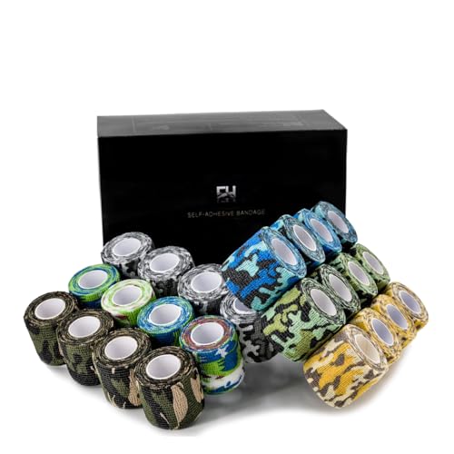 EH Tattoo Grip Tape 24Pcs Self-Adhesive Bandage Cohesive Elastic Wrap