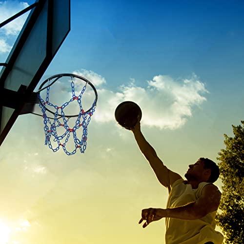 Yyiwhmy Basketball Net Replacement Heavy Duty,Resin Material, Anti-Rust Use Indoor Outdoor Standard 12-Ring Basketball Hoop(Bule)