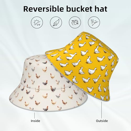 Image of Bucket Hat Double-Side-Wear Reversible Sun Hat Beach Travel Hiking for Women Men