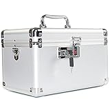 Buyineast Combination Lock Box with Emergency Spare Keys 3-Digit Code Medicine Cabinet with Shoulder Strap Silver Medium