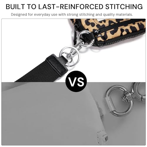 Image of Keychain Wallet for Women with Clear ID Window, Coin Pouch and Wrist Strap | Quick-Access Design with Front Zip Pocket, 3 Card Slots, Inner Mesh Pocket and Lipstick Holder
