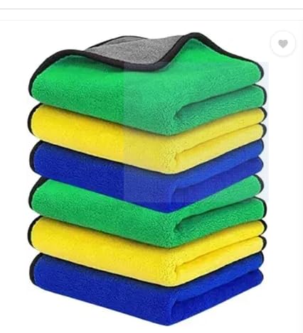 Gone 200 GSM Microfiber Double Layered Silk Banded Edge Cloth 30X40cms 2 Piece Towel Set Extra Thick Microfiber Cleaning Cloths Perfect for Bike Auto Cars Both Interior and Exterior.-image-0