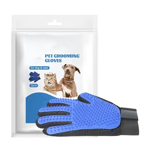 Abudbes 2024 Upgrade Pet Grooming Gloves for Gentle Shedding Dog Washing Gloves Efficient Pets Hair Remove Cat Gloves for Grooming Dog Bathing Gloves -1 Pair(Blue), Large