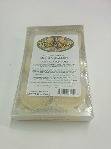 PastaCheese Fresh Jumbo Round Shrimp Scallop and Lobster Ravioli, 13 Ounce (Pack of 3)
