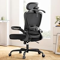 Marsail Ergonomic Office Chair: Ergonomic Gaming Chair with 3D Headrest, 3D Lumbar Support, Flip-up Armrests, High Back Adjustable Desk Chair with 90-120° Tilt Lock, Thick Cushion, Swivel Task Chair