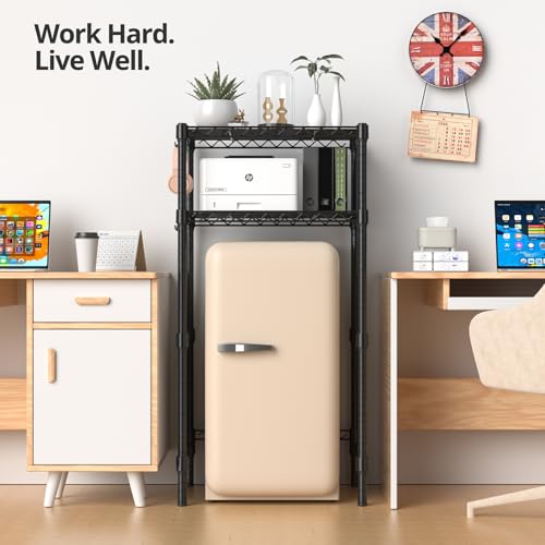Image of Hodonas Mini Fridge Stand with Storage, Black, 26.58 inchWx 20.28 inchD x 52.36 inchH