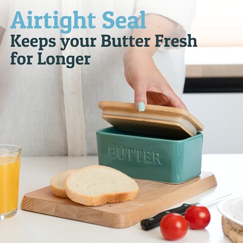 image for PriorityChef Large Butter Dish with Lid for Countertop, Ceramic Butter