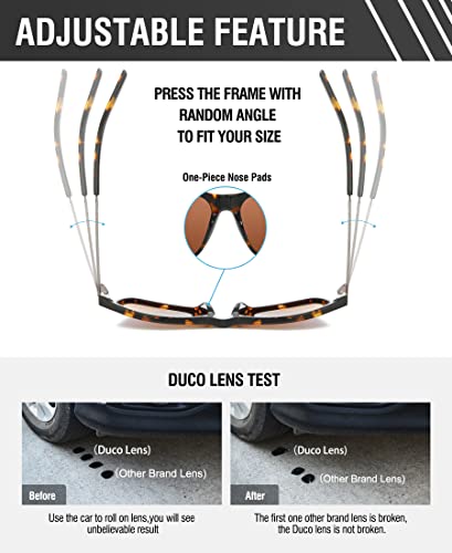 Image of DUCO Retro Square Polarized Sunglasses for Men Women Sun Glasses Acetate Frame 100% UV Protection 2143