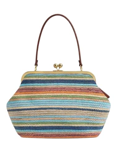 Sac tissé pour femme kiss lock grande capacité avec fermeture sécurisée