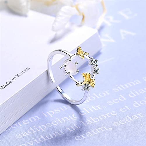 Bague ajustable femme ginkgo ouverte et confortable - 5