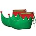 Skeleteen Red Green Elf Shoes - Red and Green Velvet Holiday Elf Feet Slippers with Jingle Bells for Adults and Kids