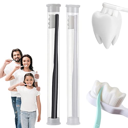 BREVI Nordic-Inspired Premium Nano Toothbrush - Extra Soft with 20000 Soft Bristles Micro Fur Manual Toothbrush for Sensitive Gums and Teeth (Black+white)